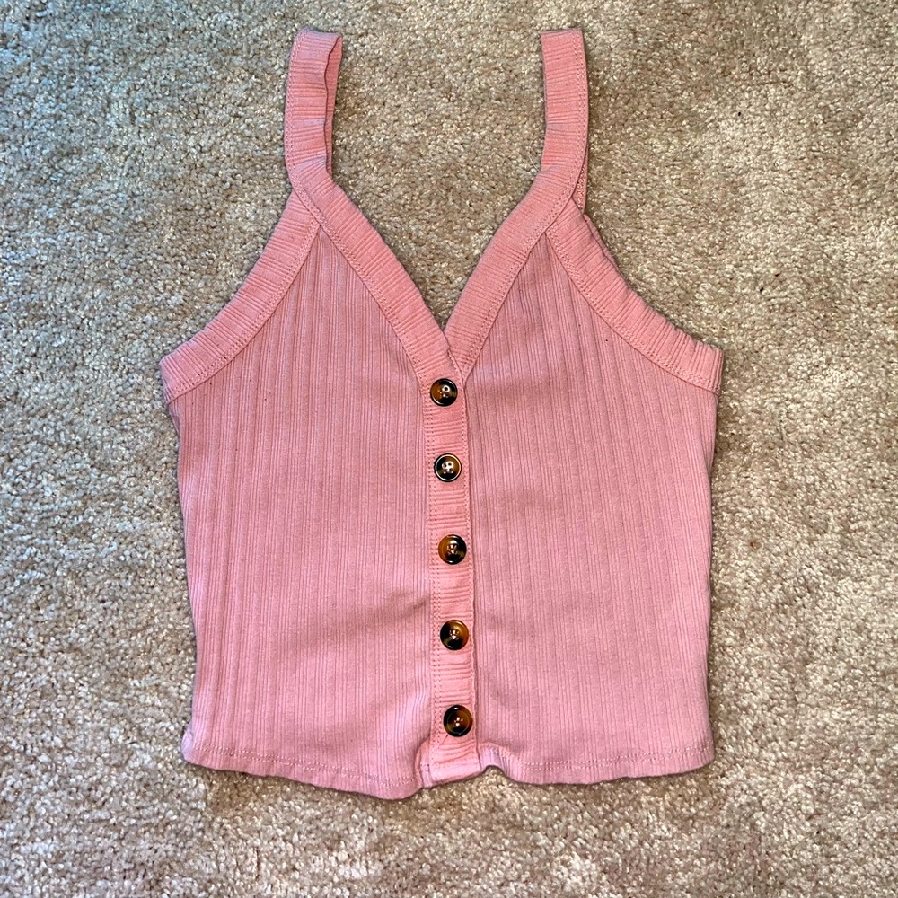 Bozzolo - light pink button up cropped tank top